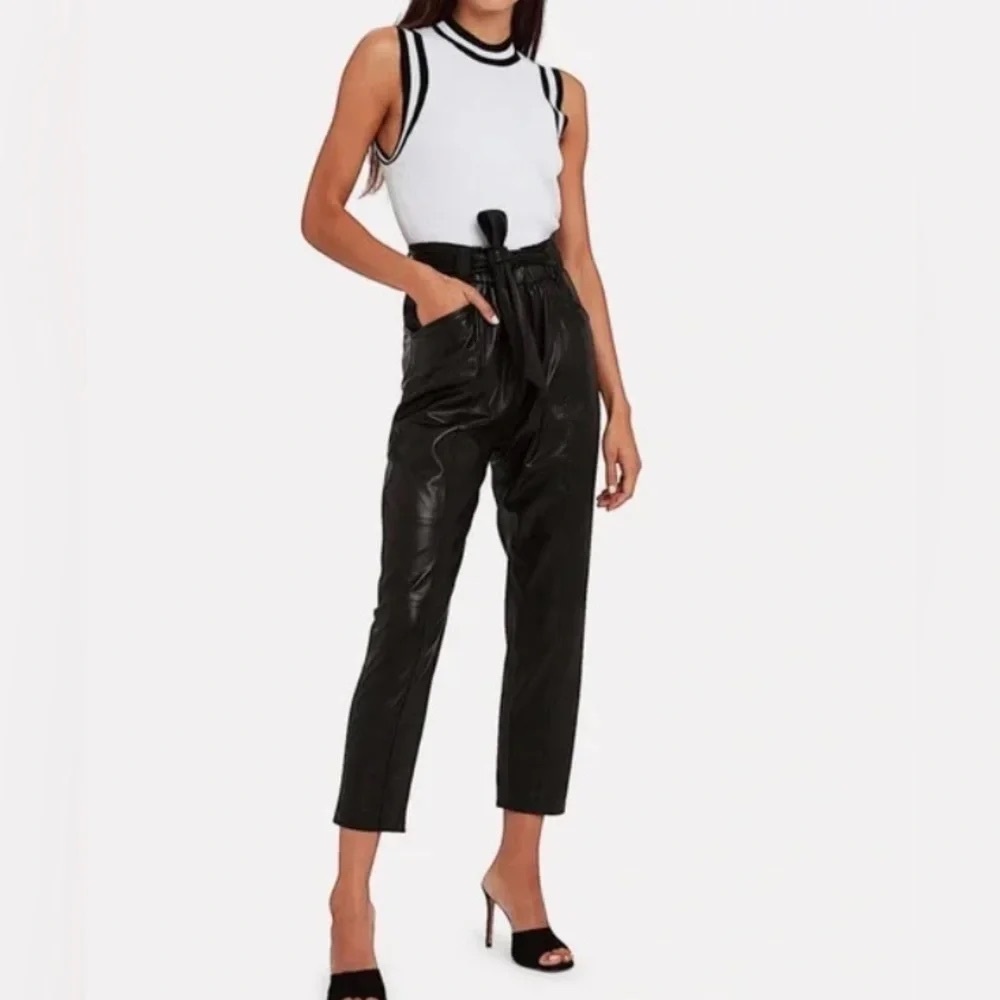rag & bone White Sleeveless Ribbed Tank with Black Trim